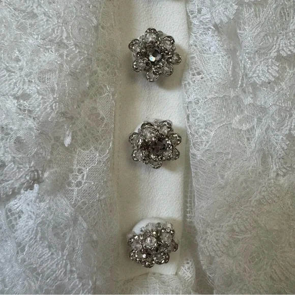 Self Portrait (NWT) White lace bib collar pleated mini dress - Picture 5 of 12